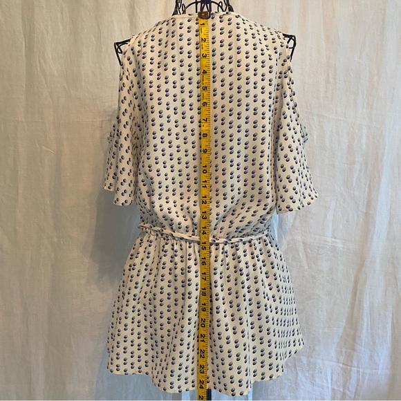 Ann Taylor cold shoulder dress blouse size XS. Beautiful blue/white dot - Picture 3 of 9